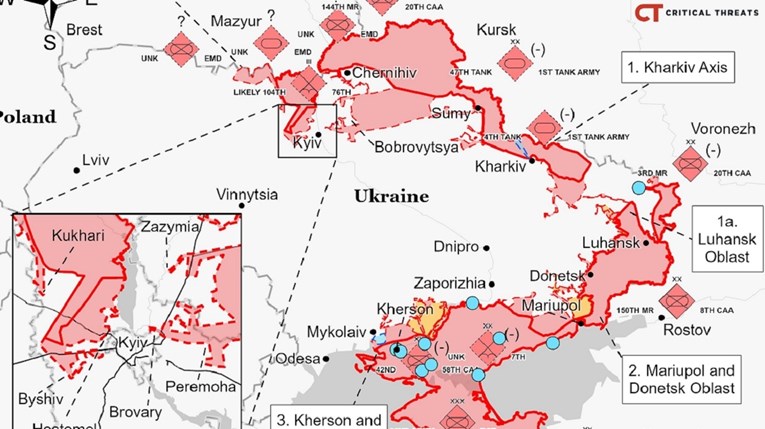 Institut za rat objavio novu kartu: "Rusi ne napreduju, Ukrajina odbila veliki napad"