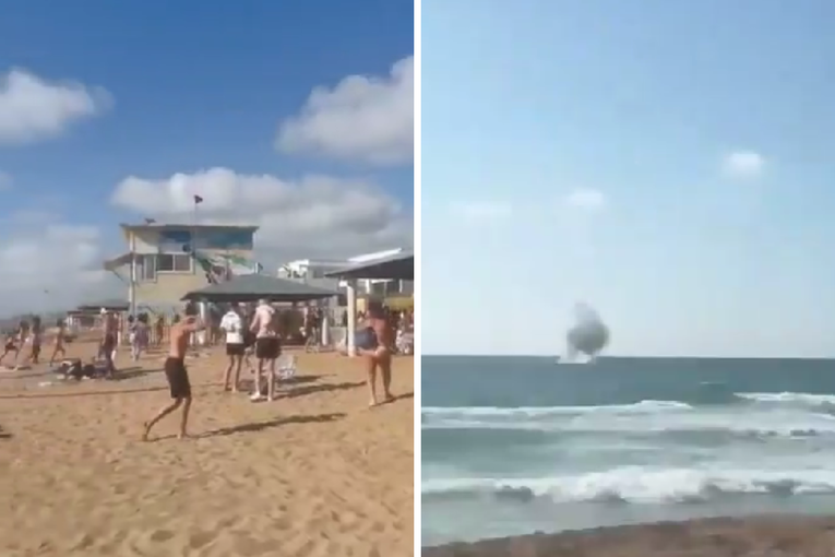 VIDEO Izraelci u panici tražili zaklon na plaži. Projektili padali u more
