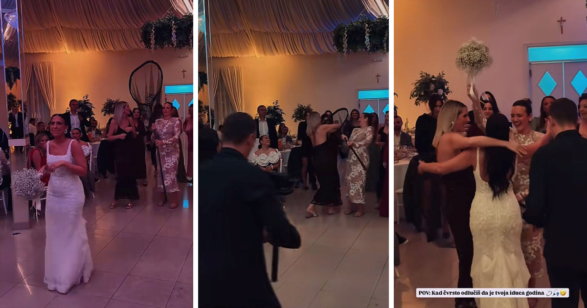 Hrvatica hvatala buket na svadbi mrežom za ribolov. Video je postao viralan