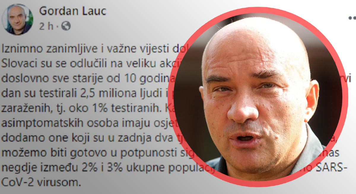 Lauc komentirao masovna testiranja u Slovačkoj, usporedio to s Hrvatskom