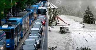 Prometni kolaps u Zagrebu. Pogledajte snimke iz Zagorja: Jučer 30°C, danas snijeg