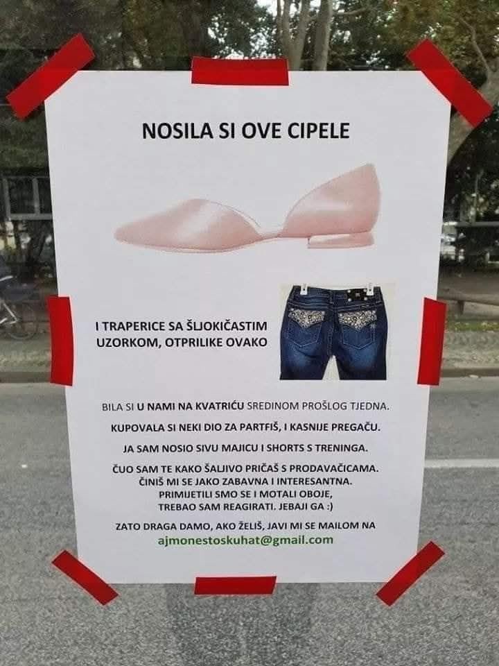 "Bila si u Nami na Kvatriću, javi se": Širi se stara fotka navodnog plakata u Zagrebu