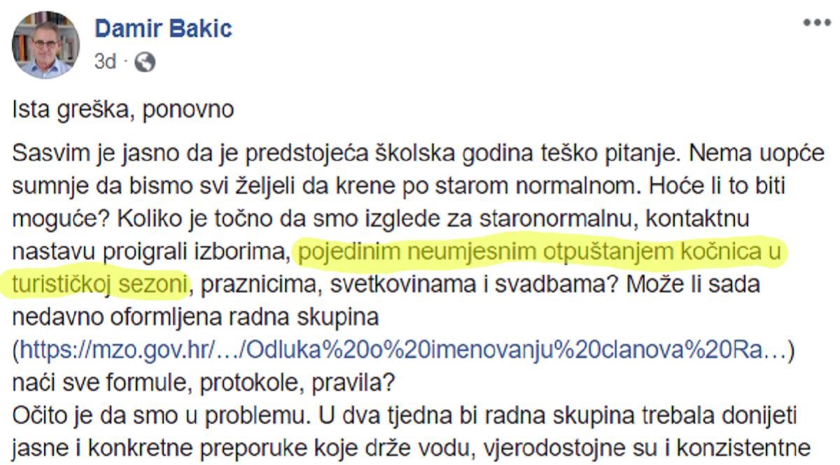 Damir Bakić o početku školske godine: Očito smo u problemu