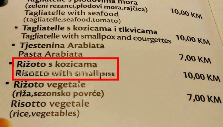 Zbog prijevoda na engleski malo tko bi se usudio kušati rižoto u bosanskom restoranu
