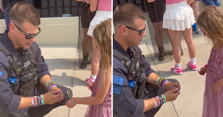 Policajac s djevojčicom razmijenio narukvice prijateljstva, prizor je postao viralan
