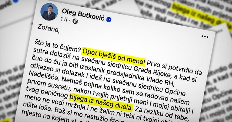 Butković: Zorane, što ja to čujem? Opet bježiš