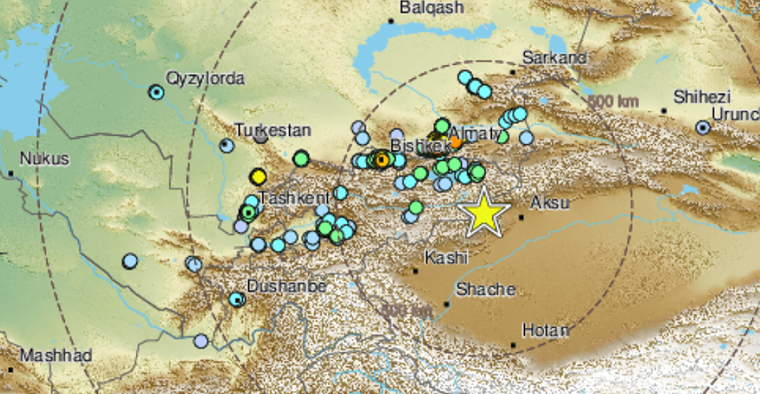 Potres na granici Kine i Kirgistana od 7.1 po Richteru