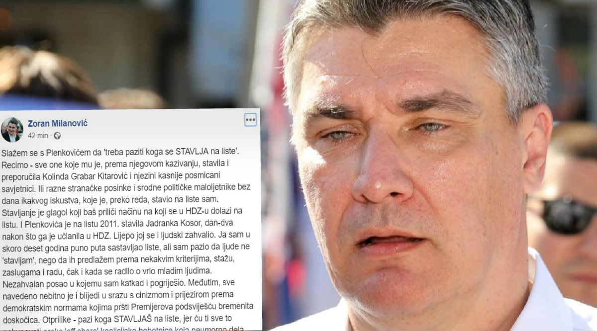 Milanović: Plenković kaže - Pazi koga stavljaš na liste, sve ću ti to pokupovati