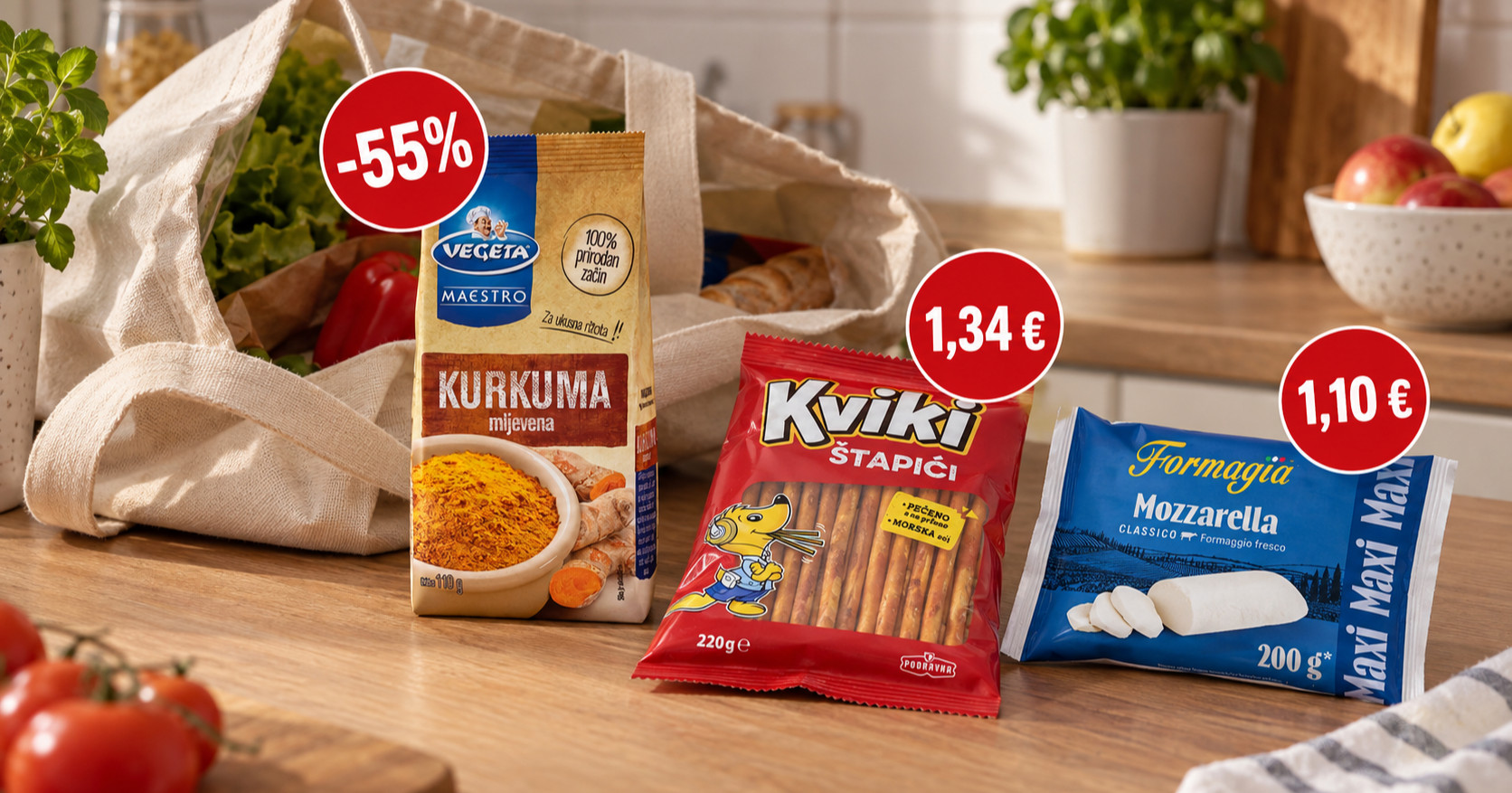 Najbolje cijene danas: Mozzarella 1,10 eura, mljevena kurkuma na -55%