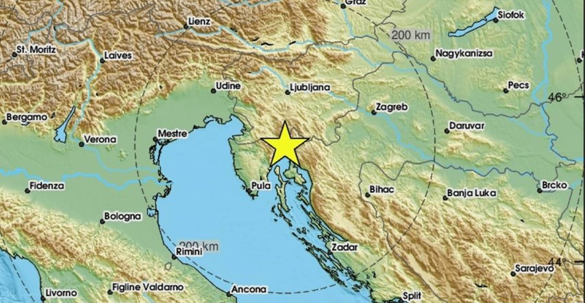 Potres kod Rijeke magnitude 2.9 po Richteru
