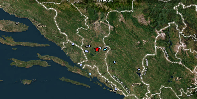 Potres magnitude 3.1 kod Čapljine u BiH