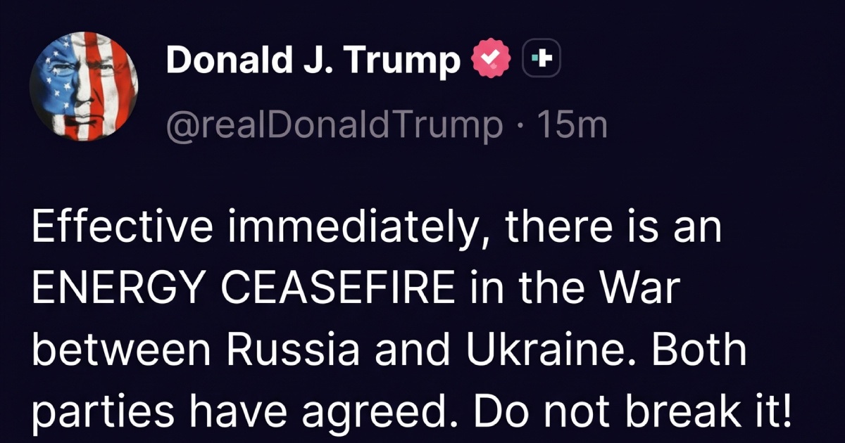 Trump: Od ovog trenutka je na snazi ENERGETSKO PRIMIRJE Rusije i Ukrajine