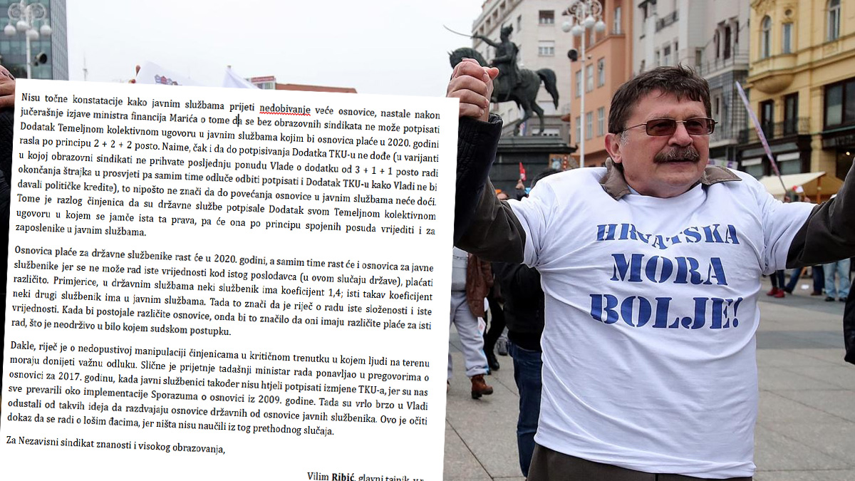 Ribić tvrdi: Nije točno da javne službe neće dobiti veće plaće bez učitelja