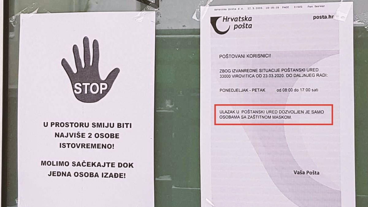 Stožer ne preporučuje nošenje maski zdravima. Zašto u pošte ne puštaju bez maski?