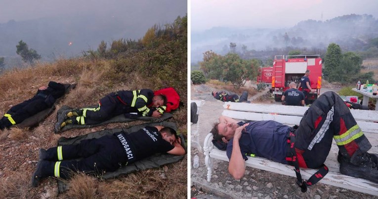 Fotke dana: Umorni vatrogasci dočekali su jutro na požarištu podno Biokova