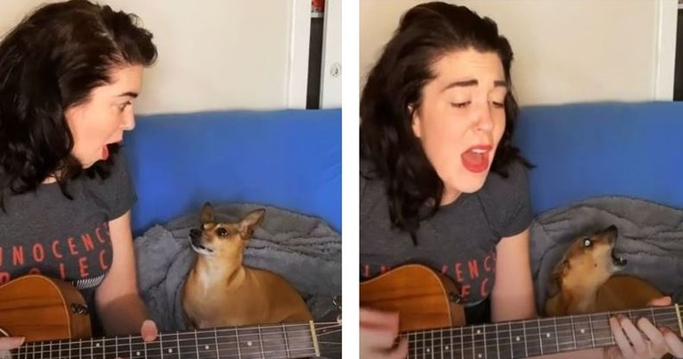 Otpjevala je hit Brune Marsa u duetu sa svojim psom, prizor je urnebesan