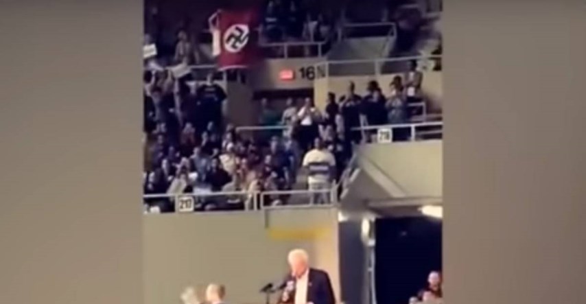 VIDEO Muškarac tijekom Sandersovog govora mahao nacističkom zastavom