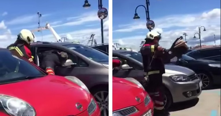 VIDEO Vatrogasci objavili snimku spašavanja bebe iz zaključanog auta na suncu u Umagu