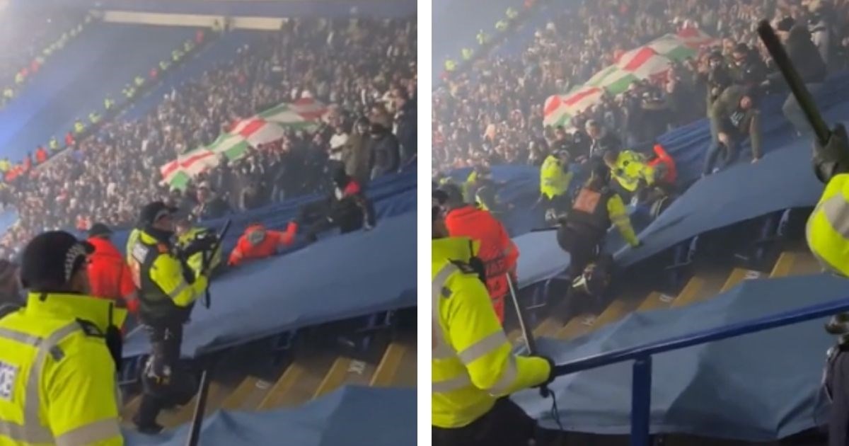 Policajac pao niz stepenice za vrijeme nereda na stadionu. Poljski huligani ga tukli