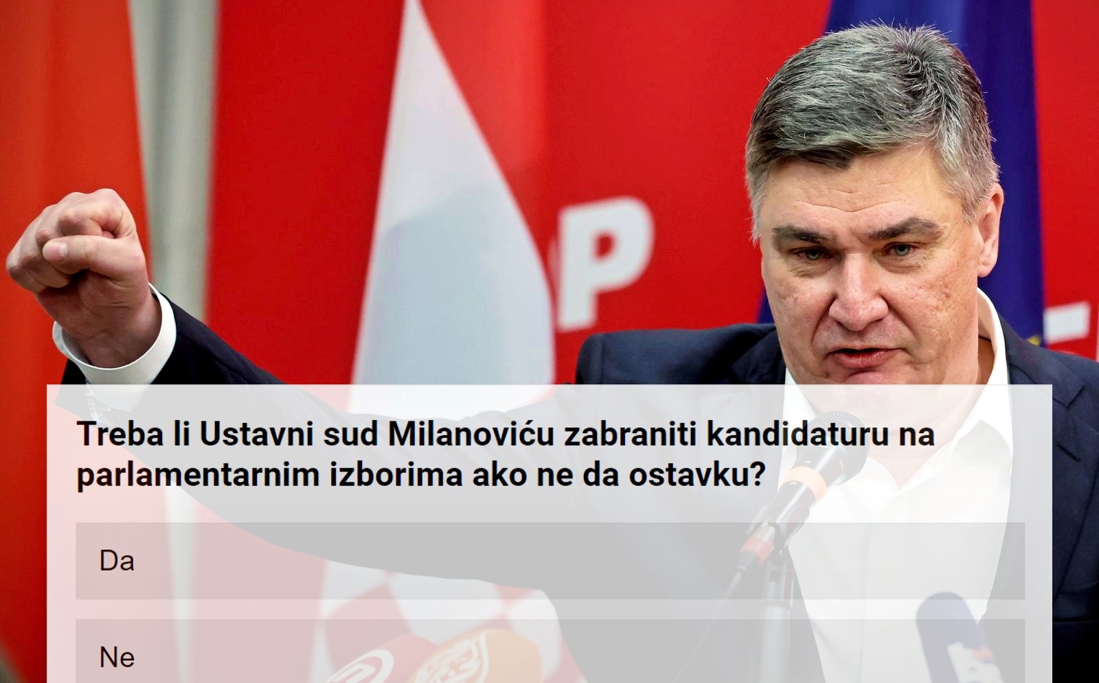 ANKETA Treba li Ustavni sud Milanoviću zabraniti kandidaturu ako ne da ostavku?