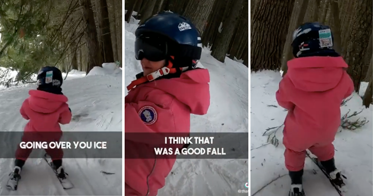 Preslatka trogodišnjakinja skija kao velika i pritom razgovara sama sa sobom