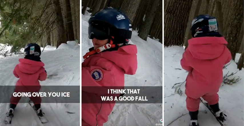 Preslatka trogodišnjakinja skija kao velika i pritom razgovara sama sa sobom