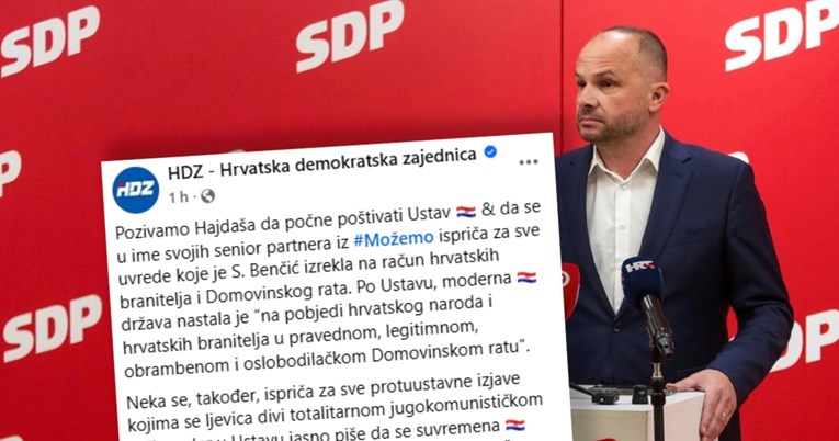 HDZ: Neka se Hajdaš Dončić ispriča jer je Sandra Benčić vrijeđala branitelje i rat