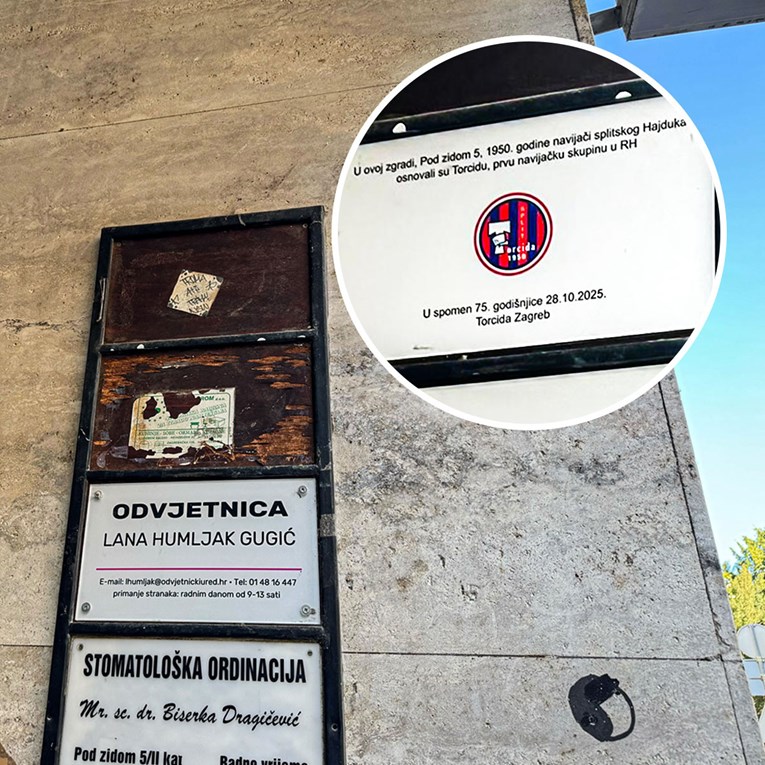 Skinuta ploča koju je Torcida postavila u centru Zagreba