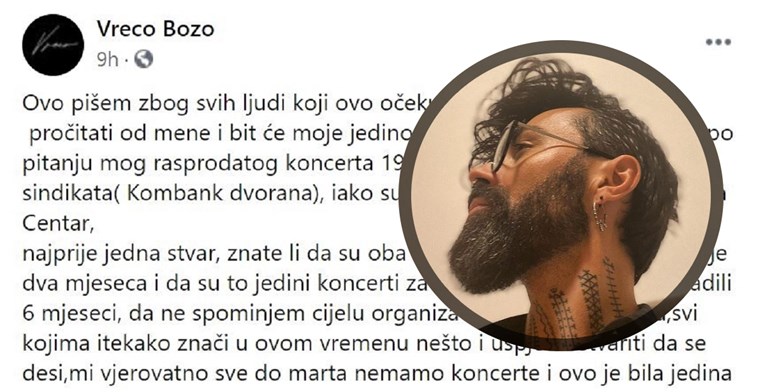Božo Vrećo odgovorio svima koji su ga vrijeđali nakon jučerašnjeg koncerta u Beogradu