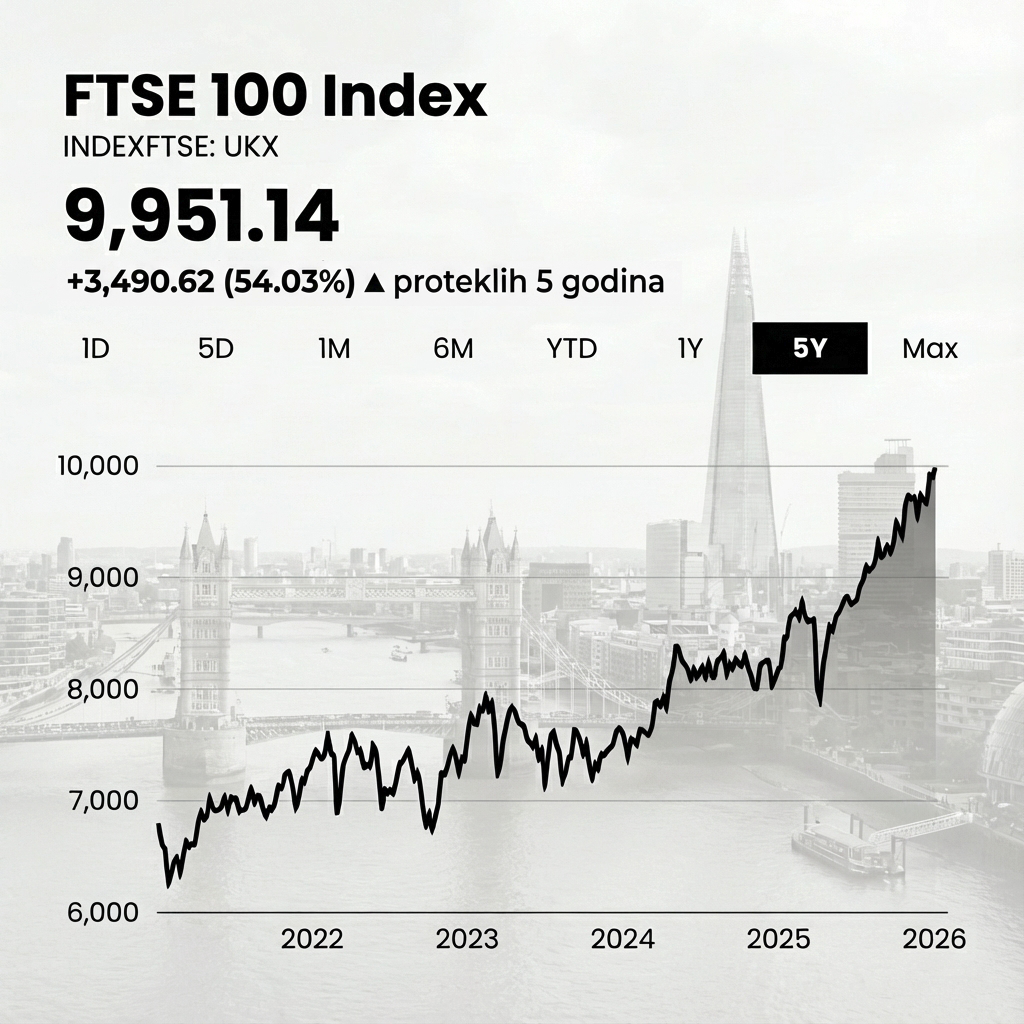 Vodeći indeks Londonske burze prvi put u povijesti prešao granicu od 10.000 bodova