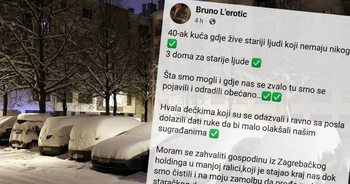Organizirao akciju čišćenja snijega u Zagrebu: "Očišćena 3 doma za starije i 40 kuća"