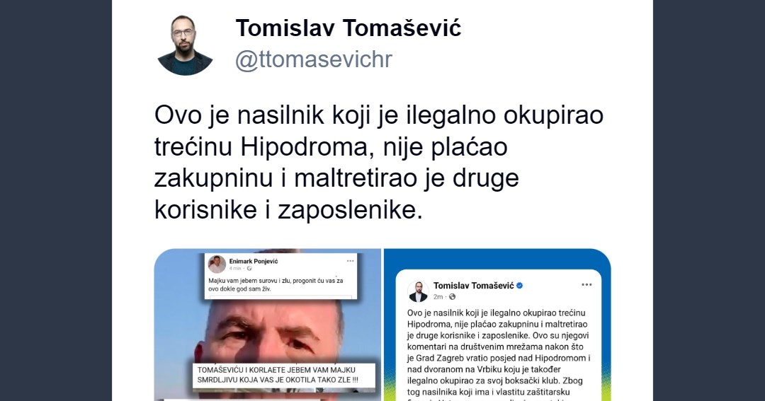 Tomašević: Ovo je nasilnik koji je okupirao trećinu Hipodroma