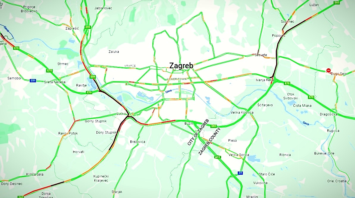 Velike kolone oko Zagreba