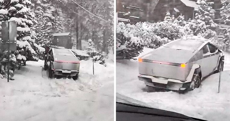 VIDEO Cybertruck postaje predmet sprdnje: Zapeo je u 20 cm snijega, na prilazu garaži