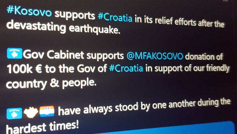 Kosovo daje 100 tisuća eura za pomoć žrtvama potresa u Hrvatskoj