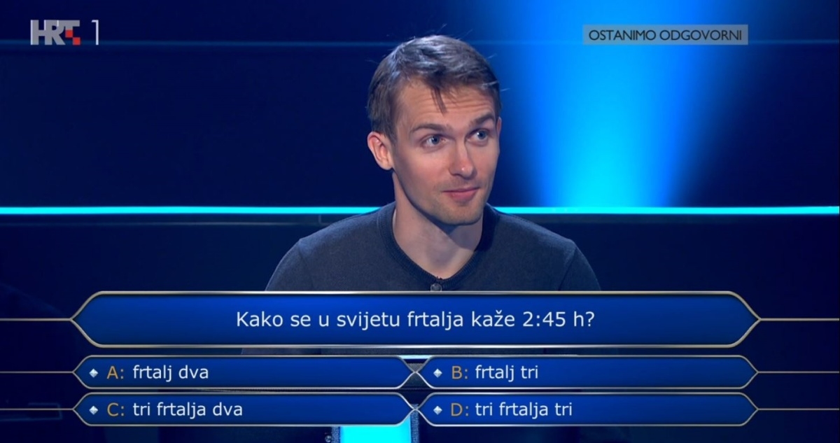 FER-ovac u Milijunašu pao na 1000 kn zbog pitanja o frtaljima. Znate li vi odgovor?