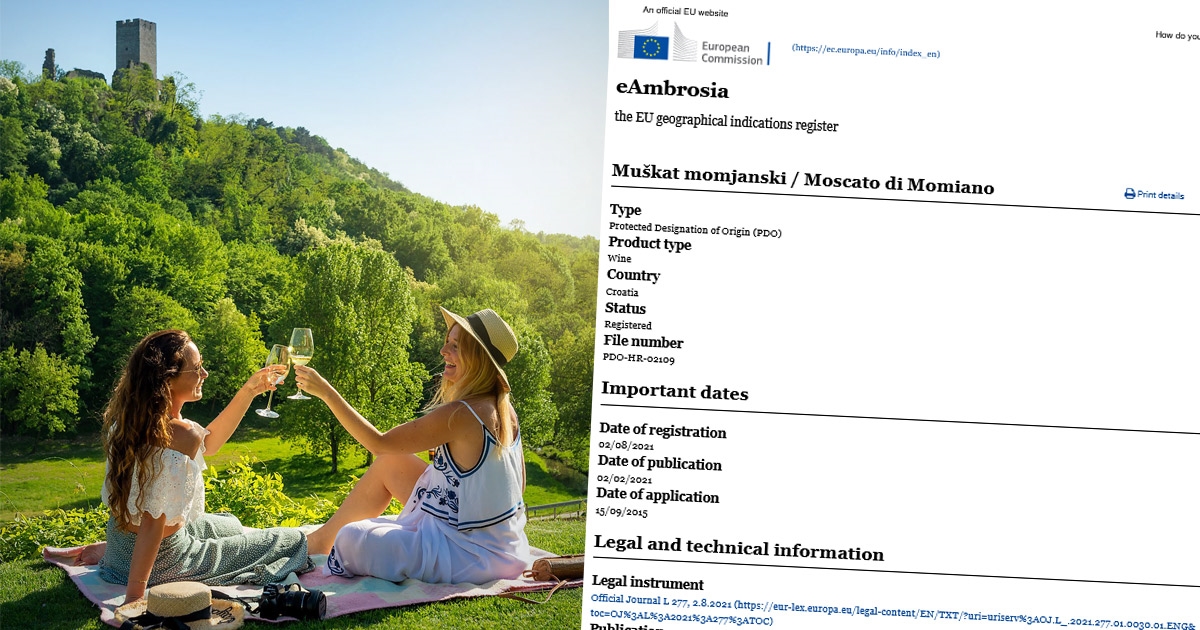 Muškat momjanski postao 18. hrvatsko vino sa zaštićenom oznakom izvornosti u EU