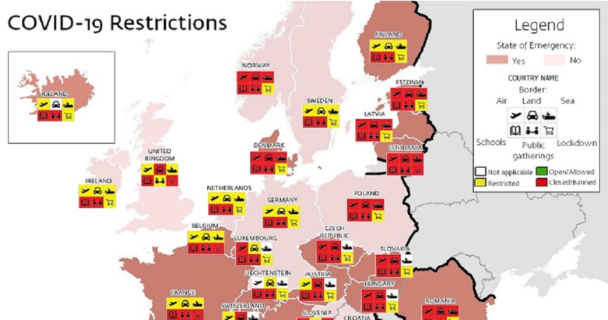 Ovo je karta zaražene Europe