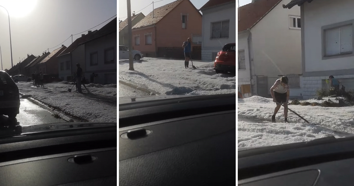 U Požegi lopatama čistili ulice zatrpane ledom, gotovo ni jedan krov nije ostao čitav