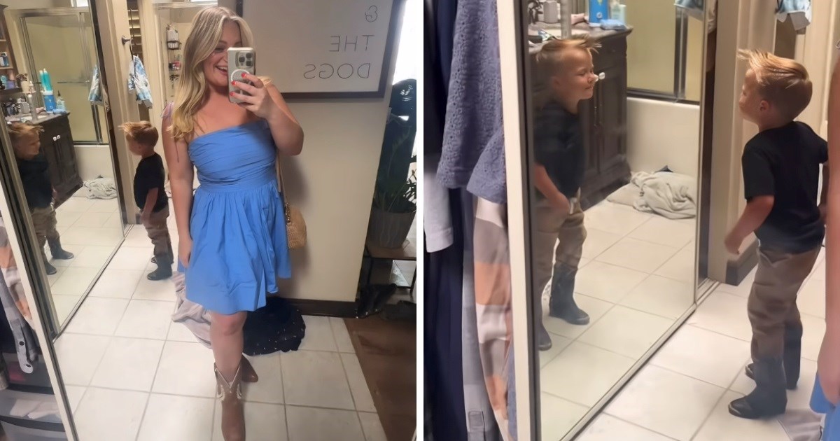 Mama snimala kako se obukla, a onda je u kadar ušao njezin sin i sve nasmijao