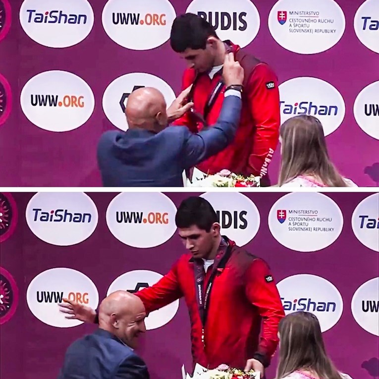 Albanski prvak Europe poludio na Rusa. Pogledajte kako mu je uručio medalju