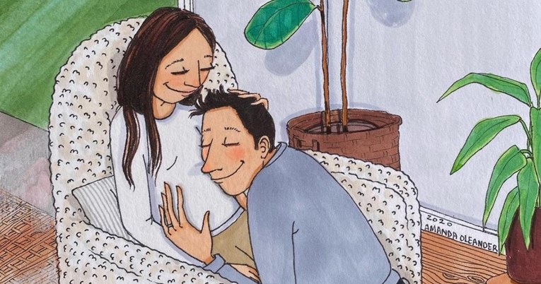 Ilustratorica na predivan način prikazala kako izgleda odnos sretnog para u trudnoći