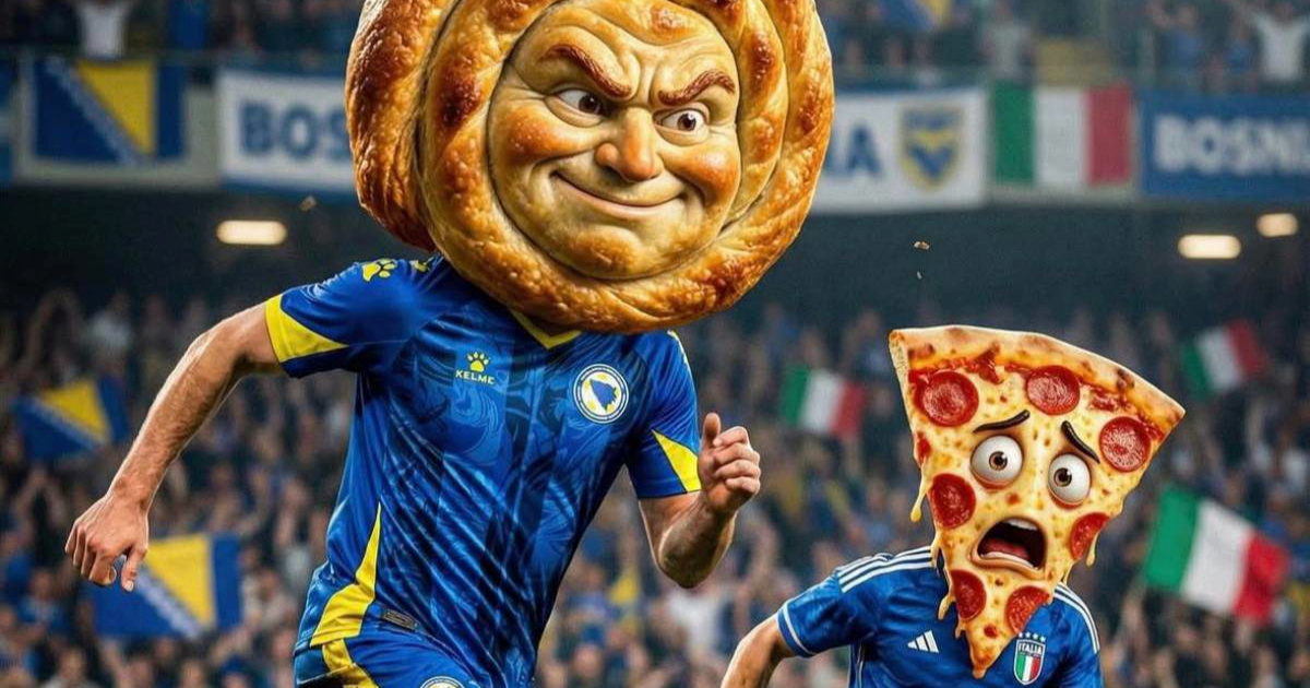 "Burek pobijedio pizzu". Viralna ilustracija širi se Fejsom nakon prolaska BiH na SP