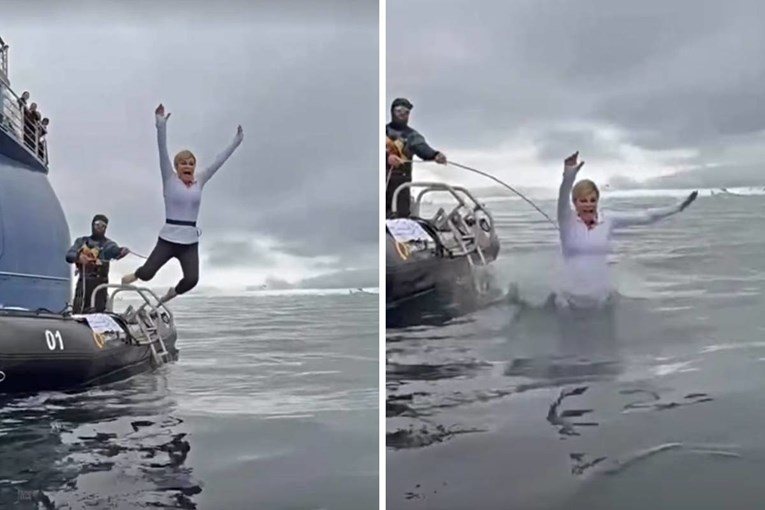 VIDEO Kolinda Grabar-Kitarović skočila u ledeno more na Antarktici