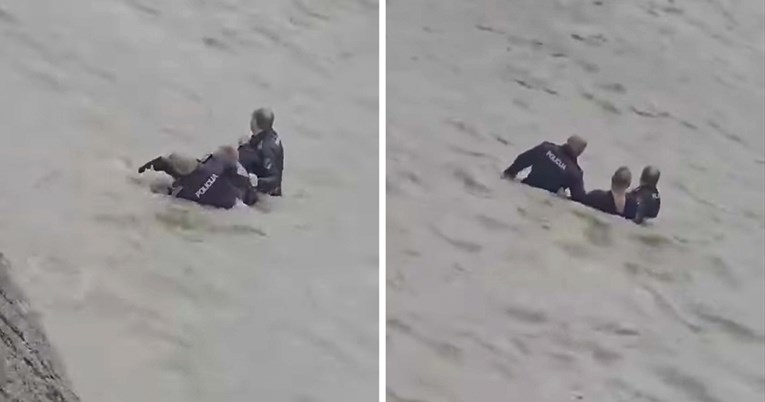 VIDEO Policajci u Tuzli skočili u nabujalu rijeku za kriminalcem. Dvoje nestalih