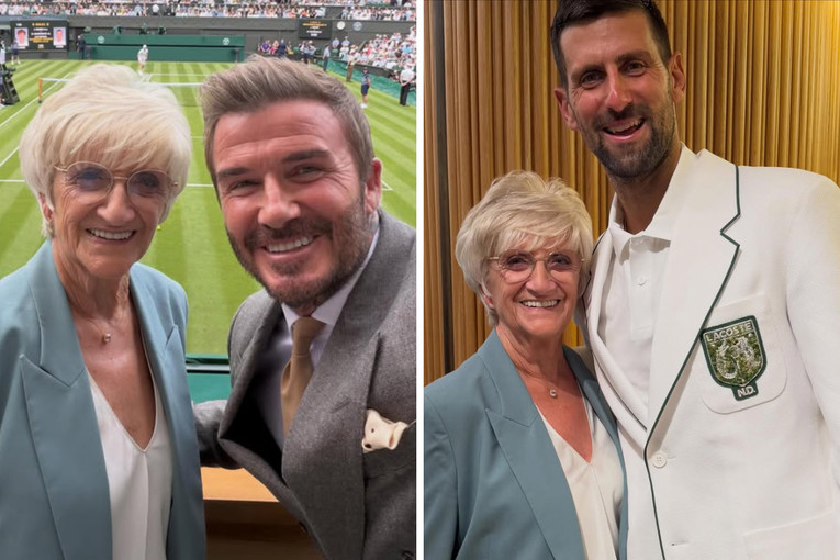 David Beckham bio s majkom na Wimbledonu, upoznao je s Novakom Đokovićem
