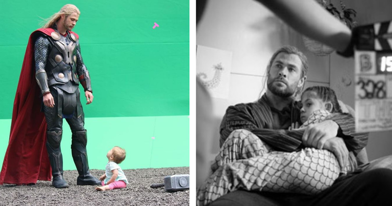 Hemsworth pozirao s kćeri na setu Thora prije 11 godina i sad. Objavio je te fotke