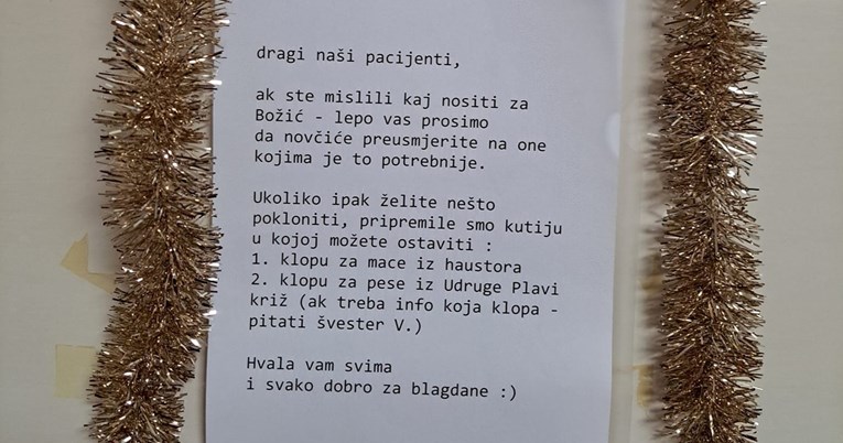 Poruka u ordinaciji oduševila Zagrepčane: "Novčiće dajte onima kojima je potrebnije"