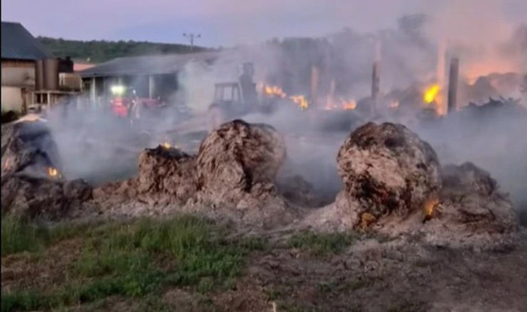 FOTO Veliki požar na farmi u Baranji, vatrogasci ga gase od sinoć