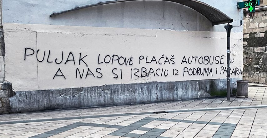 FOTO U Splitu osvanuli grafiti protiv Puljka, Ivoševića i Milanovića